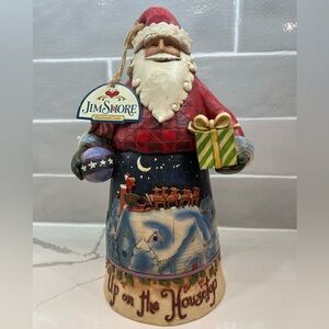 Jim Shore Designs Santa “Up On The Housetop” Figurine with Box